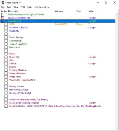 Cheat Engine Table at Borderlands 3 Nexus .
